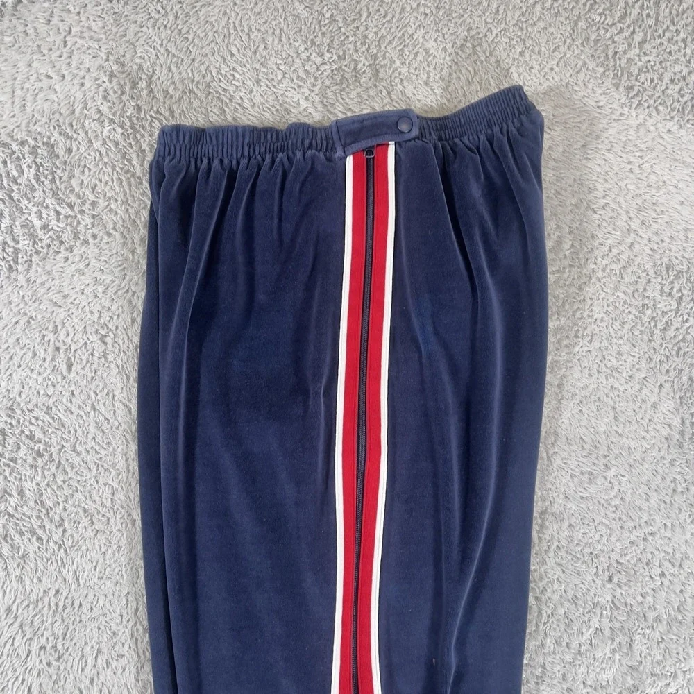 Vintage Nike Team Sports Velour Tearaway Track Pants Mens L Navy Blue Side Zip